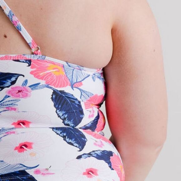 NWT Set Tankini Midrise Bikini Swimsuit Set Full Coverage in Pink/Blue Floral - Picture 9 of 16